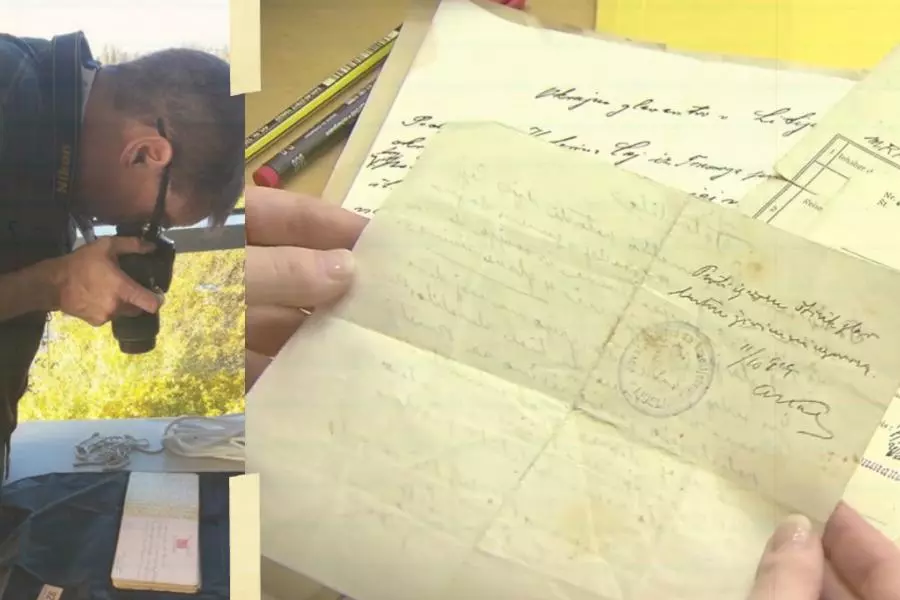 Man photographs a letter